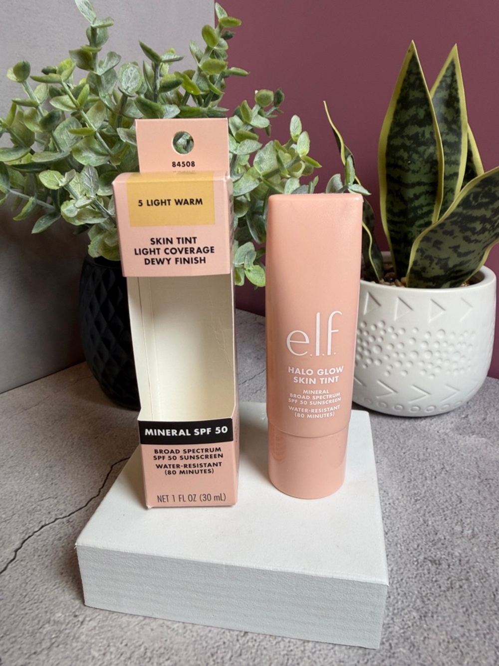 ELF Halo Glow Skin Tint in Light Warm (peach-beige)